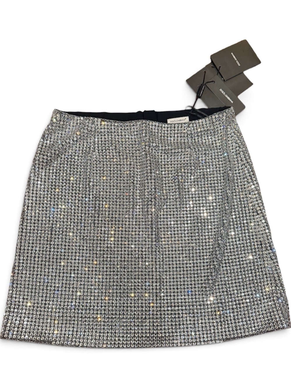 Dolce & Gabbana Rhinestone Crystal Skirt Kim Small